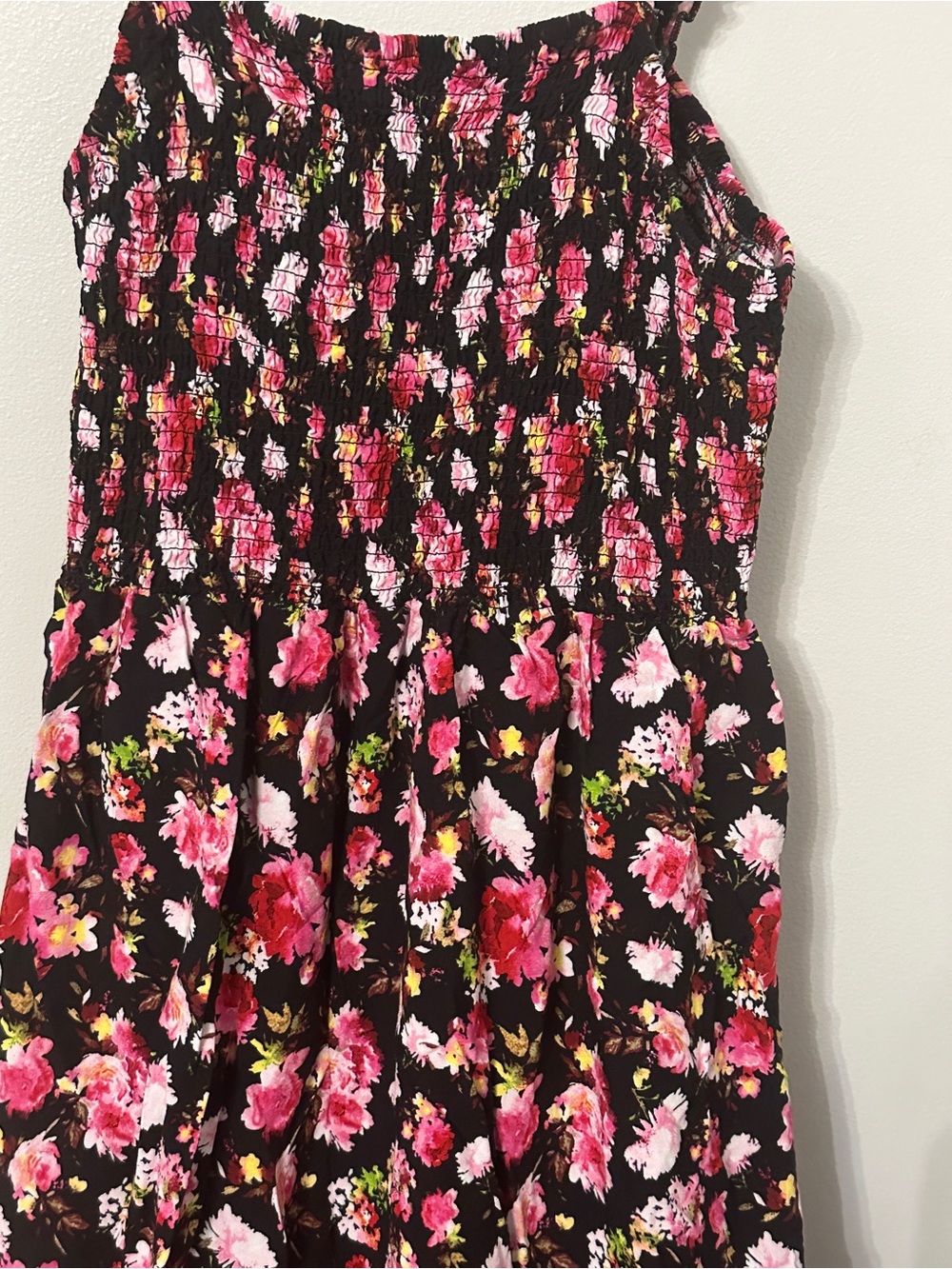 Plus Size 3X Floral Smocked Midi Dress Black Pink Boho Cottagecore - Picture 13 of 13
